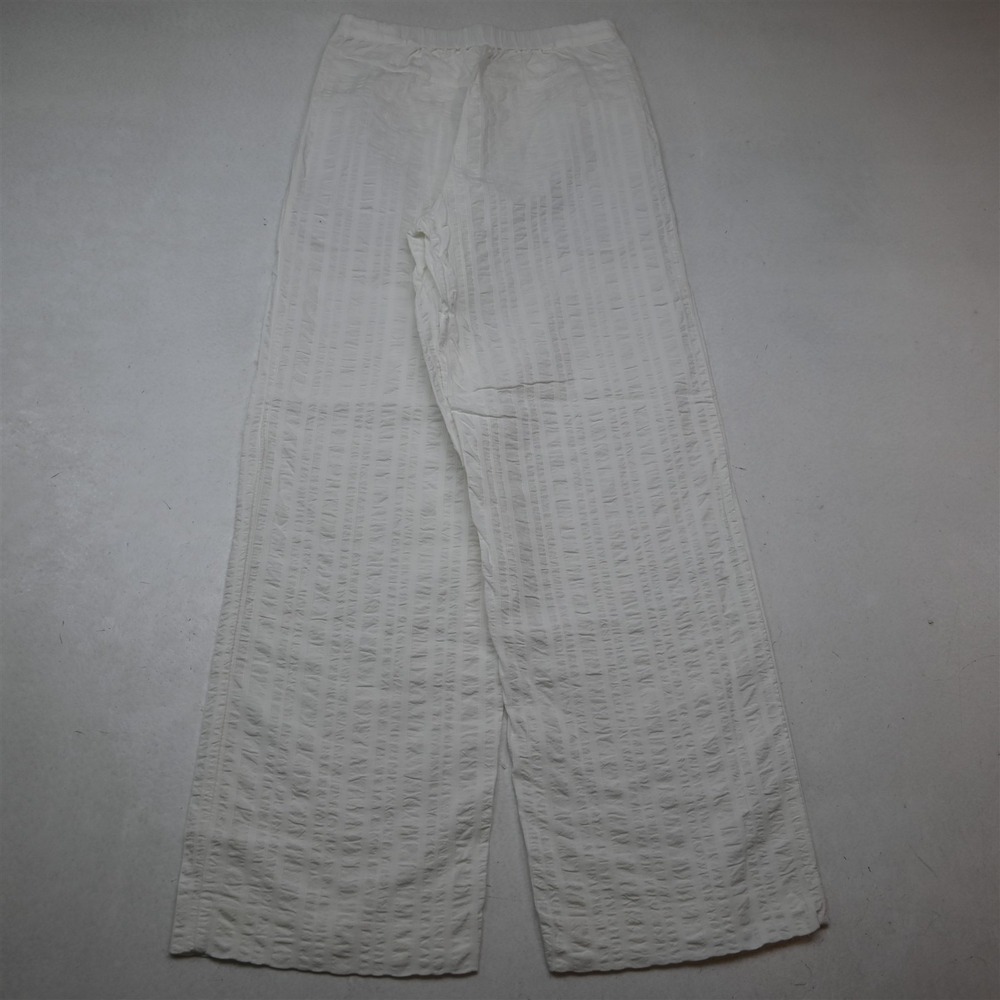 Uniqulo XS White Striped High Waist Wide Leg Womens Pants - Picture 9 of 9